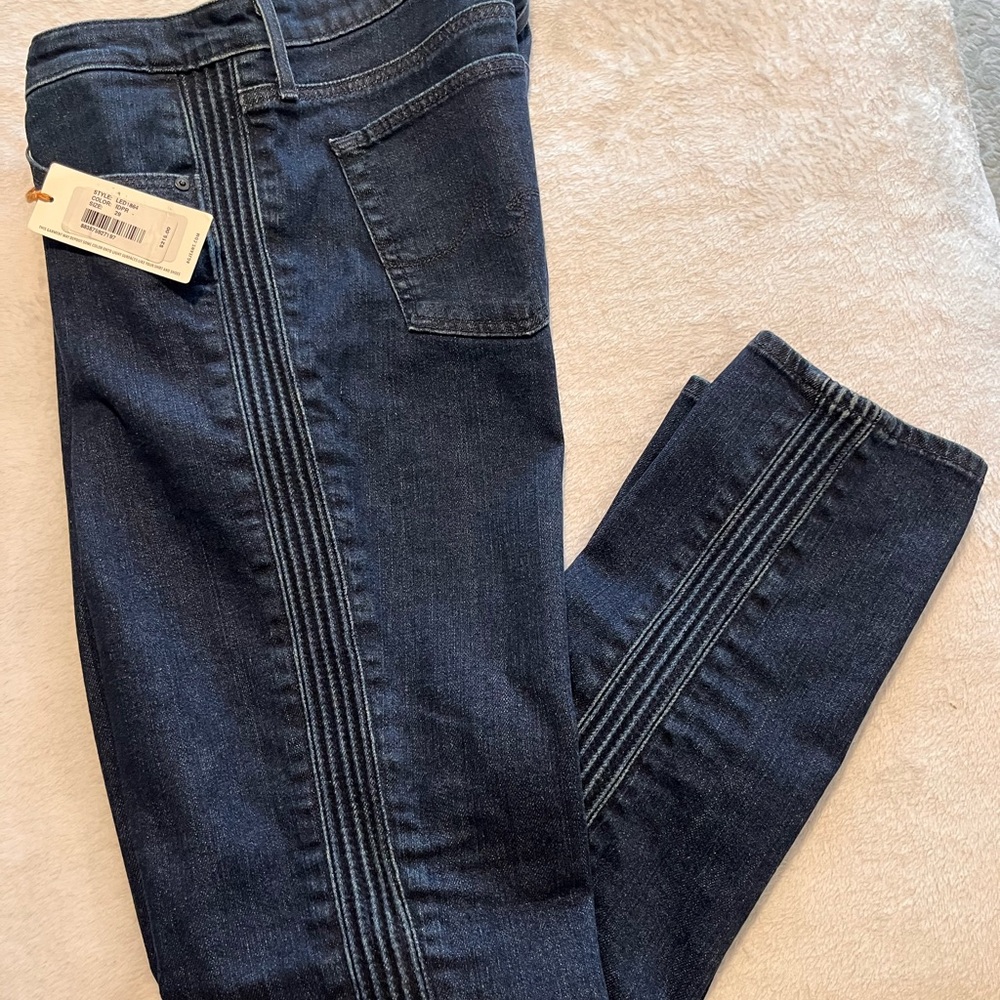 AG Dark Blue Prima Ankle Pintucked Jeans